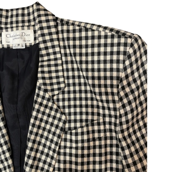 Timeless Elegance: Authentic Christian Dior Houndstooth Blazer – Size 8 - Picture 6 of 8